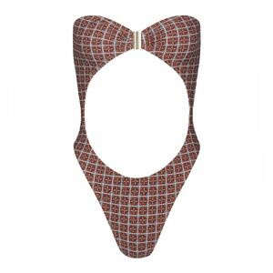 Geometric Print Cut-Out Swimsuit